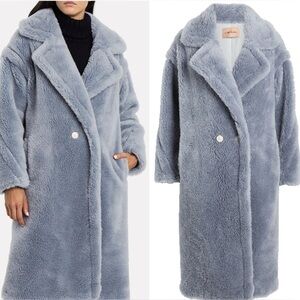 Yves Salomon WOOL TEDDY COAT IN BLUE